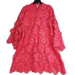 J.Marie M Hot Pink Seraphina 3D Floral Lace Lined Short Dress NWT $168 1125